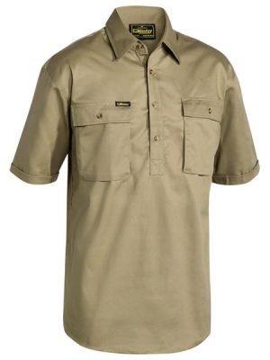 Closed Front Cotton Drill Short Sleeve Shirt - BSC1433 - Bisley Workwear