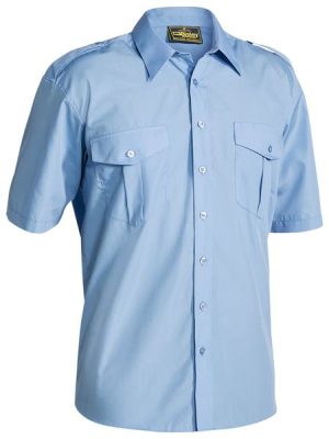 Mens epaulette Short Sleeve Shirt - B71526 - Bisley Workwear