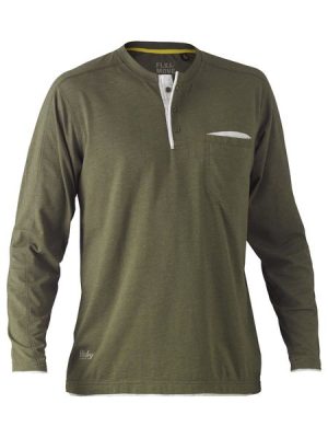 Flx & Move™ Cotton Henley Long Sleeve Tee - BK6932 - Bisley Workwear