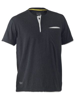 Flx & Move™ Cotton Rich Henley Short Sleeve Tee - BK1932 - Bisley Workwear
