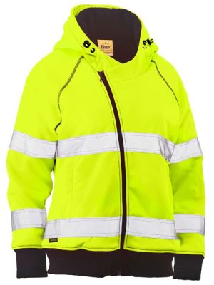 Women's taped hi vis asymmetric zip front fleece hoodie - BKL6819T - Bisley Workwear