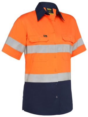 Women's Taped Hi Vis Cool Lightweight Drill Shirt - BL1896 - Bisley Workwear