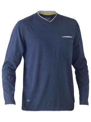 Flx & Move™ Cotton V Neck Long Sleeve Tee - BK6933 - Bisley Workwear