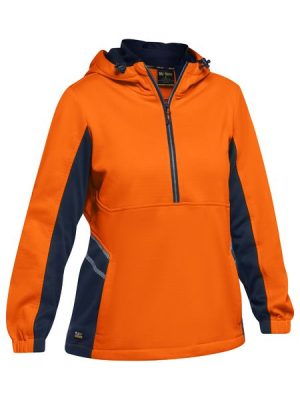 Women's hi vis liquid repellent fleece 1/2 zip hoodie - BKL6571 - Bisley Workwear