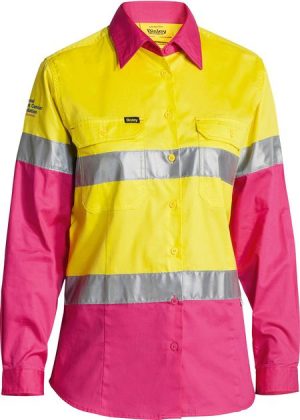 Taped Cool Long Sleeve HI Vis Shirt - BL6696T - Bisley Safetywear Lightweight AU