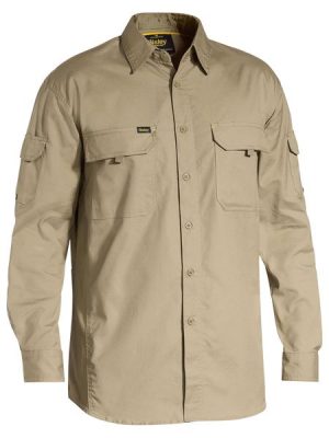 Mens X Airflow™ Ripstop Long Sleeve Work Shirt with optional roll up Sleeve - Bisley Workwear