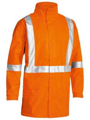 Taped hi vis rain shell jacket with X back tape - BJ6968T - Bisley Safetywear